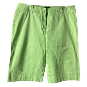 DFA New York Green Cotton Blend High Rise Cuffed Hem Bermuda Shorts Women’s 14